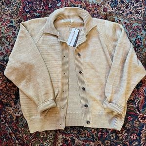 NWT Misha and puff adult polo cardigan 100% merino wool alabaster